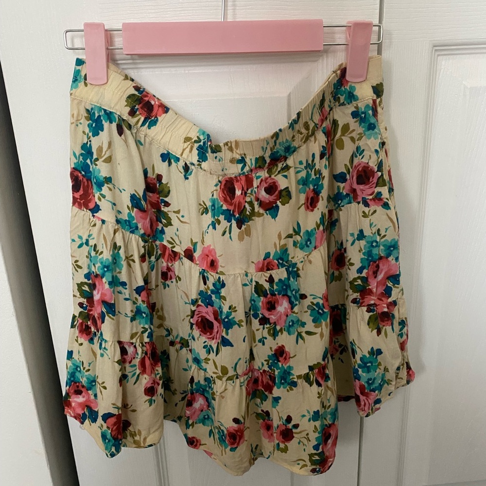 Mimi Chica Floral Skirt with Pink and Blue Accents